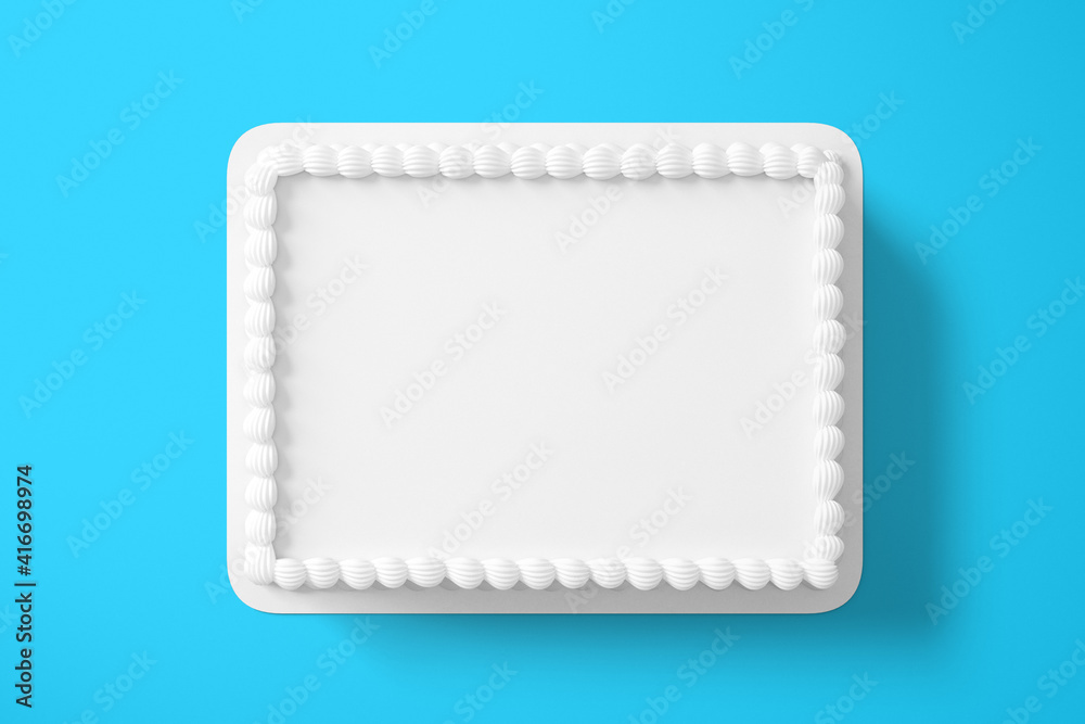 3D rendering plain white birthday cake isolated on colored background