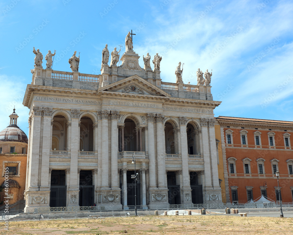 facade of the church of SAN GIOVANNI IN LATERANO in Rome in Ital