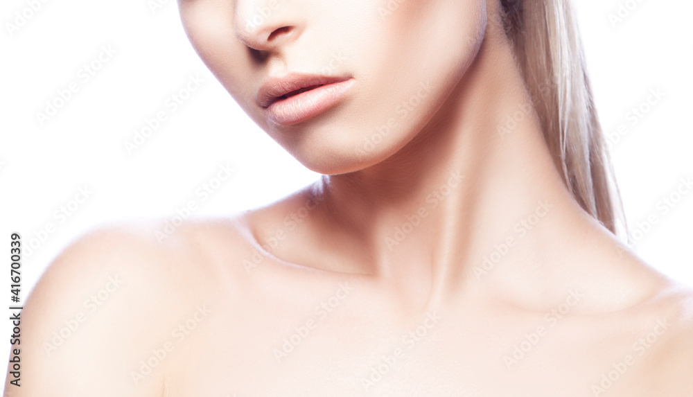 Lips of beauty model woman with perfect skin, natural make-up, nude cosmetcs Lips of beauty model woman with perfect skin, natural make-up, nude cosmetcs