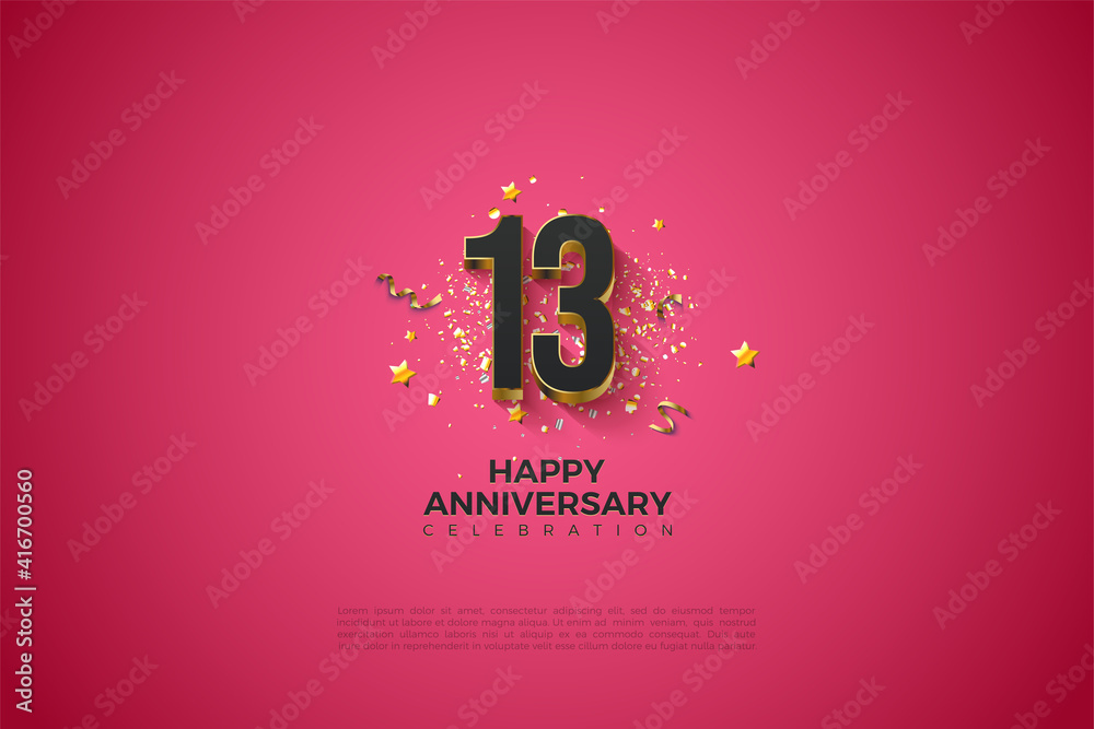 13th Anniversary with thick gold plated numbers. Stock Vector Adobe Stock