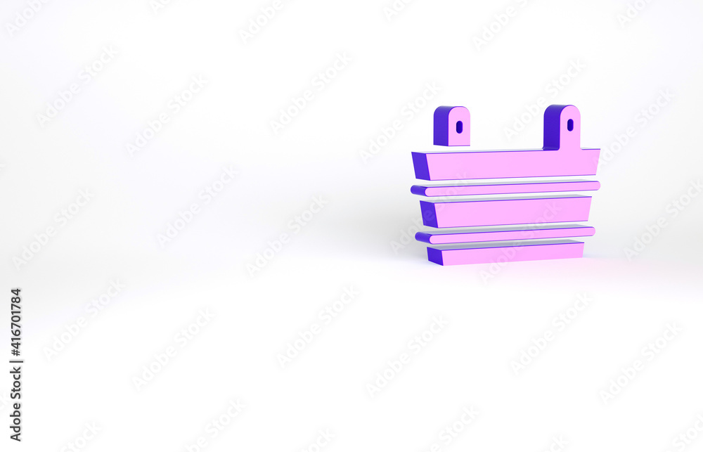Purple Sauna bucket icon isolated on white background. Minimalism concept. 3d illustration 3D render. Purple Sauna bucket icon isolated on white background. Minimalism concept. 3d illustration 3D render.