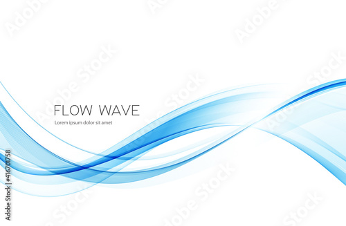 Fotografie, Obraz Vector blue color abstract wave design element