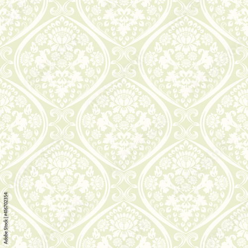 Damask seamless vector pattern. Vintage damask ornament, royal victorian geometric seamless pattern for wallpaper, textile, packaging. Floral baroque pattern 