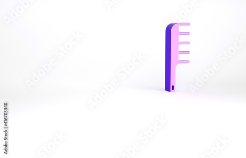 Purple Hairbrush icon isolated on white background. Comb hair sign. Barber symbol. Minimalism concept. 3d illustration 3D render.