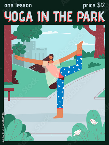 Vector poster of Yoga in the Park concept