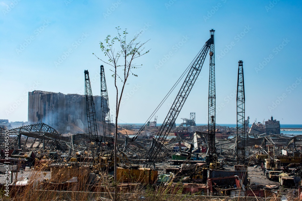 Beirut port destroyed in a massive explosion in August 2020 Beirut port destroyed in a massive explosion in August 2020