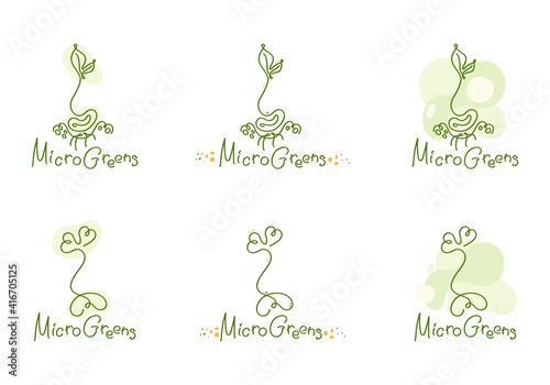 Microgreens or baby greens   lettering  logo