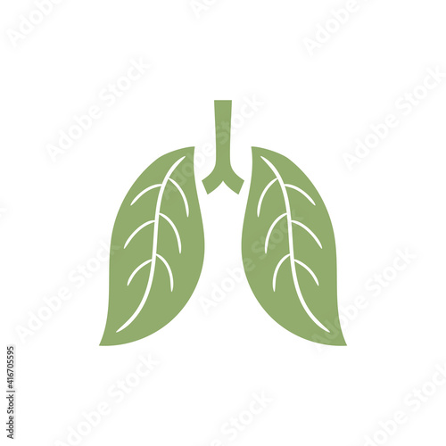 Lungs shaped leaves icon symbol sign healthy breathing vector illustration.