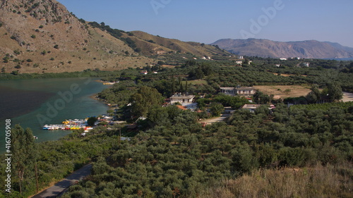 Landscape at Kournas Lake on Crete in Greece, Europe 