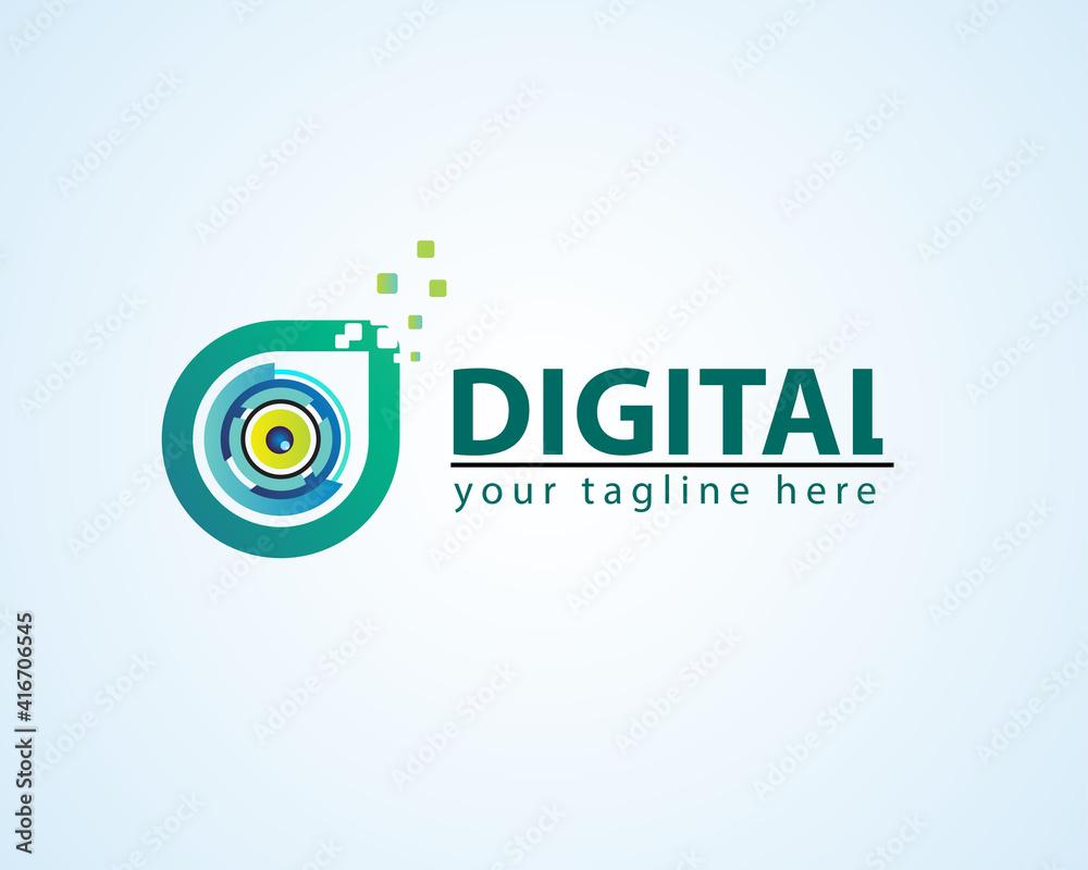 data pixel modern digital eye camera logo illustration inspiration