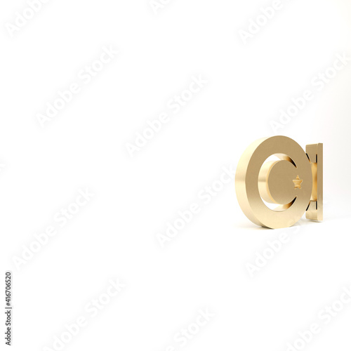 Gold Star and crescent - symbol of Islam icon isolated on white background. Religion symbol. 3d illustration 3D render.
