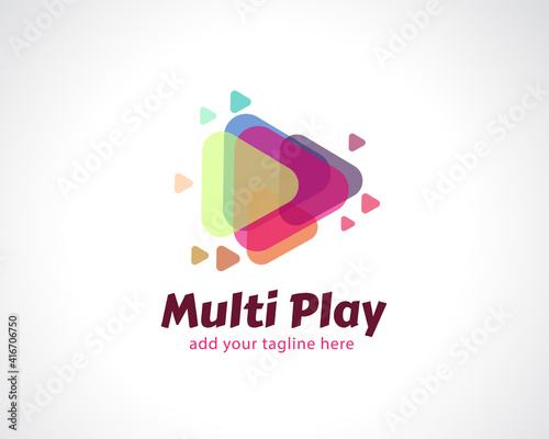 Play media icon symbol logo full color design illustration inspiration