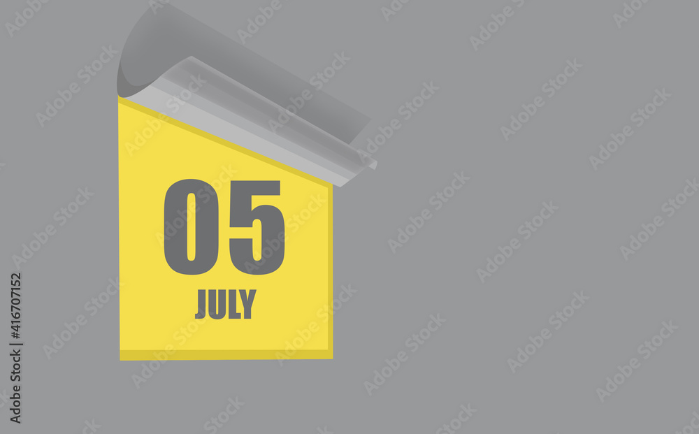 july 05. 05-th day of the month, calendar date. Gray numbers in a yellow window, on a solid isolated background. Spring month, day of the year concept july 05. 05-th day of the month, calendar date. Gray numbers in a yellow window, on a solid isolated background. Spring month, day of the year concept