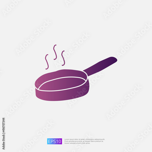 cooking pan doodle icon for cooking concept. Gradient glyph sign symbol vector illustration