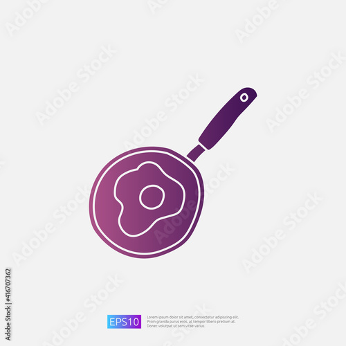 cooking pan doodle icon for cooking concept. Gradient glyph sign symbol vector illustration