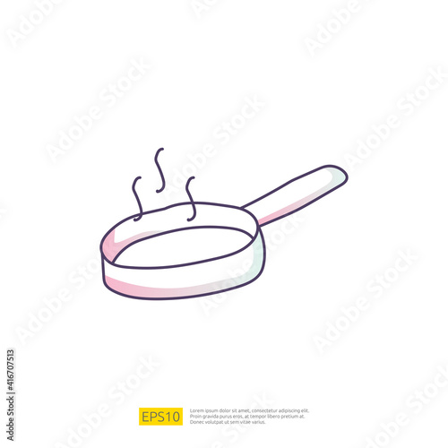 cooking pan doodle icon for cooking concept. Gradient fill line sign symbol vector illustration