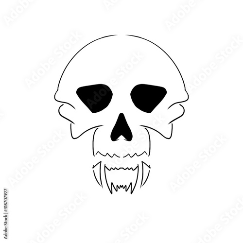 Fototapeta Naklejka Na Ścianę i Meble -  Skull Concept Flat Icon On white Background