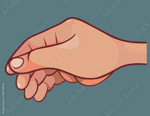 cartoon human hand close up side view