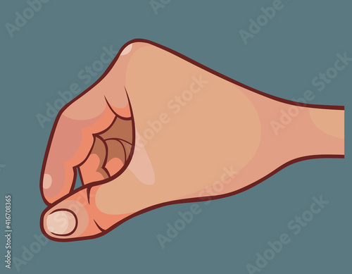 cartoon human hand picking with fingers something