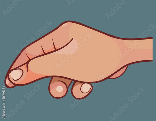 cartoon human hand taking something with two fingers