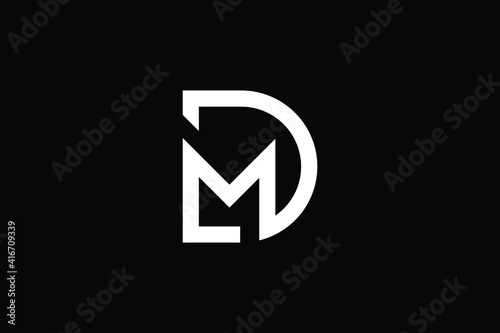 DM logo letter design on luxury background. MD logo monogram initials letter concept. DM icon logo design. MD elegant and Professional letter icon design on black background. M D DM MD
