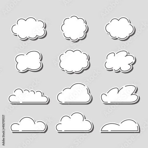シンプルでかわいい雲のステッカーセット