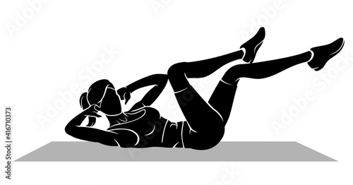 Woman Exercise on the Mat, Silhouette Illustration