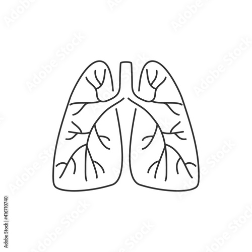 Lungs organ windpipe trachea bronchial tube sign icon empty simple shape vector illustration.