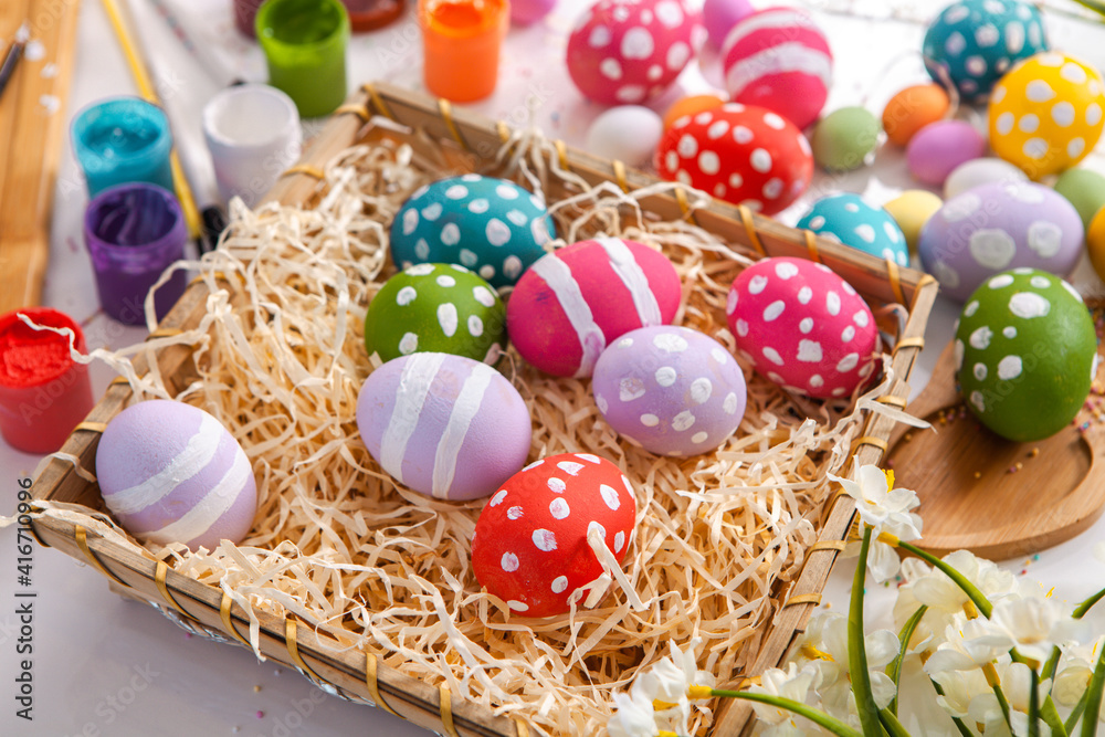 Hand painted pastel colored Easter eggs background. Happy Easter greeting card or invitation. Hand painted pastel colored Easter eggs background. Happy Easter greeting card or invitation.