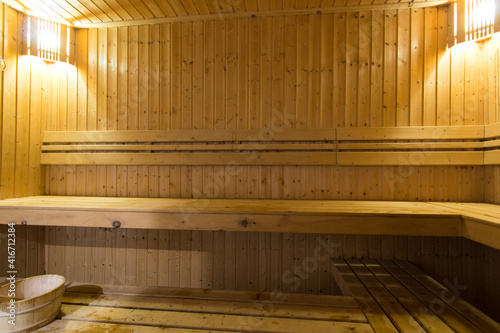 Sauna room interior background.