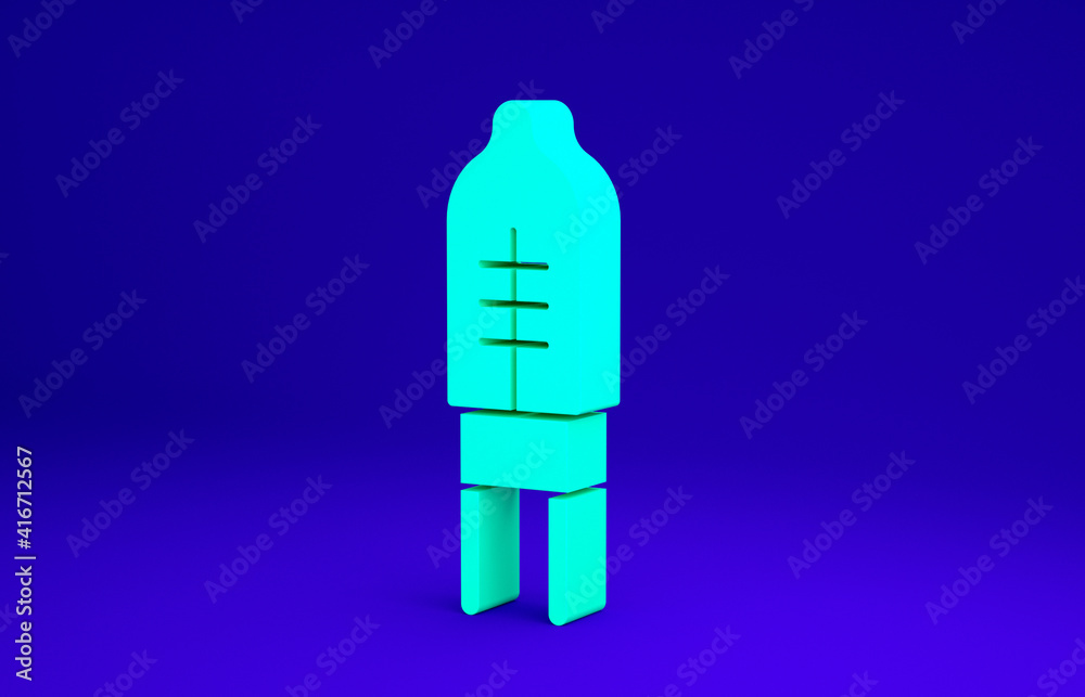 Green Light emitting diode icon isolated on blue background. Semiconductor diode electrical component. Minimalism concept. 3d illustration 3D render. Green Light emitting diode icon isolated on blue background. Semiconductor diode electrical component. Minimalism concept. 3d illustration 3D render.