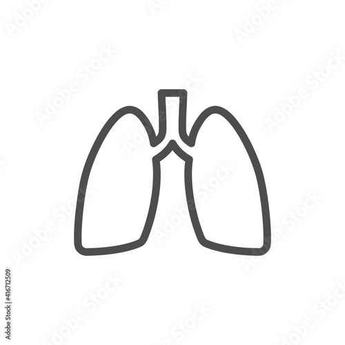 Lungs organ contour outline sign icon empty simple shape vector illustration.
