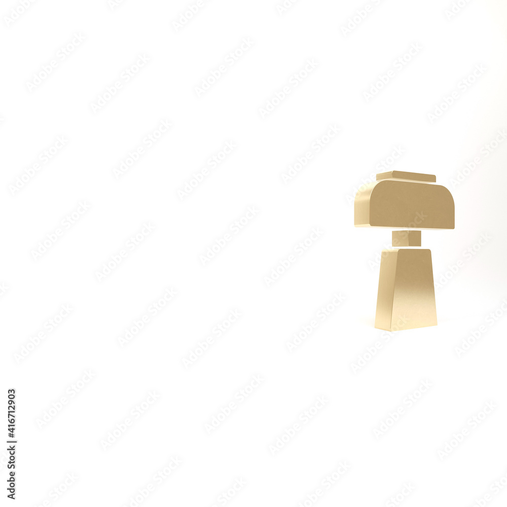 Gold Table lamp icon isolated on white background. Desk lamp. 3d illustration 3D render. Gold Table lamp icon isolated on white background. Desk lamp. 3d illustration 3D render.