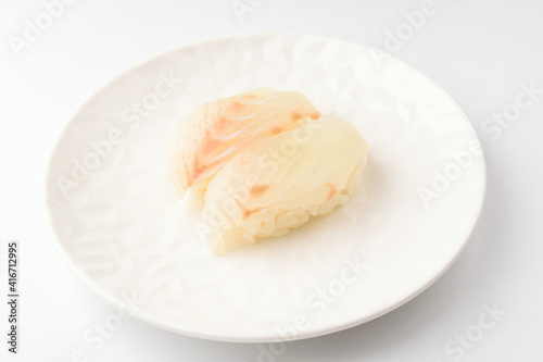 Flatfish sushi on white background