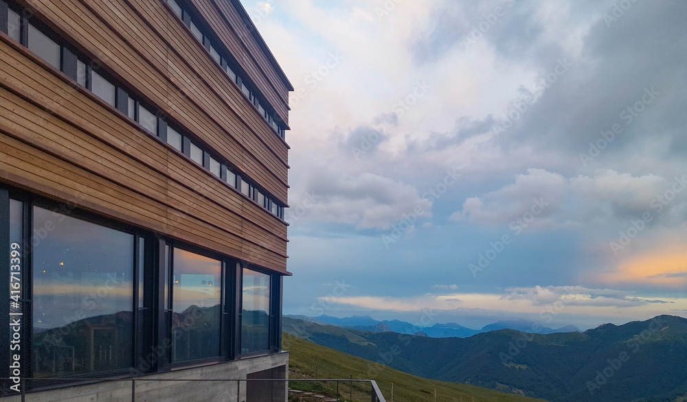 Modern Capanna Monte Bar in Southern Switzerland with view over Ticino Modern Capanna Monte Bar in Southern Switzerland with view over Ticino