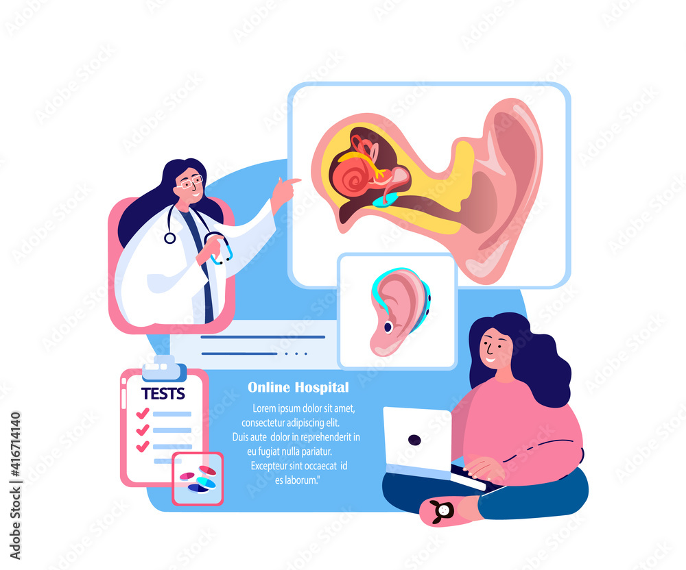 Online Audiologist ENT-Doctor Consultate Patient.Inflammation Ear ...