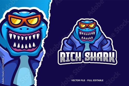 Blue Shark E-sports Game Logo Template