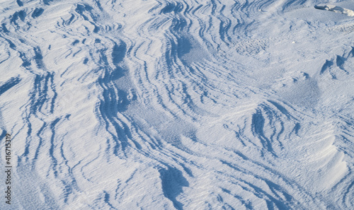 Natural abstract background. Snow surface.