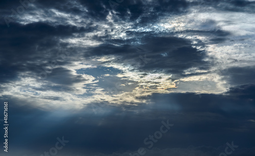 Dramatic sky with clouds. Nature background.