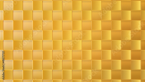 geometric gold wall background. 3D illustration.