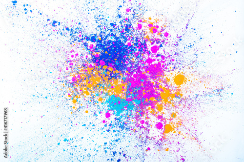 Happy Holi colorful holi colors Splash, Concept Indian color festival. Abstract background 