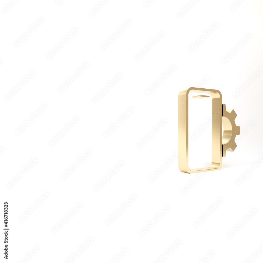 Gold Phone repair service icon isolated on white background. Adjusting, service, setting, maintenance, repair, fixing. 3d illustration 3D render. Gold Phone repair service icon isolated on white background. Adjusting, service, setting, maintenance, repair, fixing. 3d illustration 3D render.