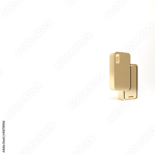 Gold Smartphone, mobile phone icon isolated on white background. 3d illustration 3D render.