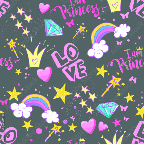 bright seamless pattern. vector Hand-drawn background for girls. for textiles, clothing, wrapping paper and more 