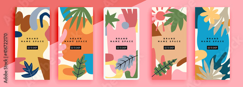 Trendy editable template for social networks stories, vector illustration. Design backgrounds for social media.