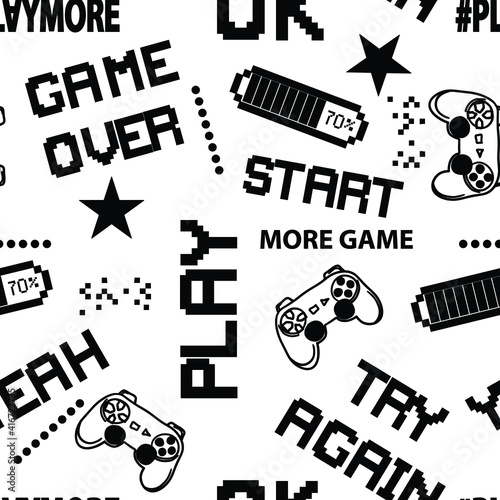 Seamless bright pattern with joysticks. gaming cool print for boys and girls. Suitable for textiles, sportswear, web
