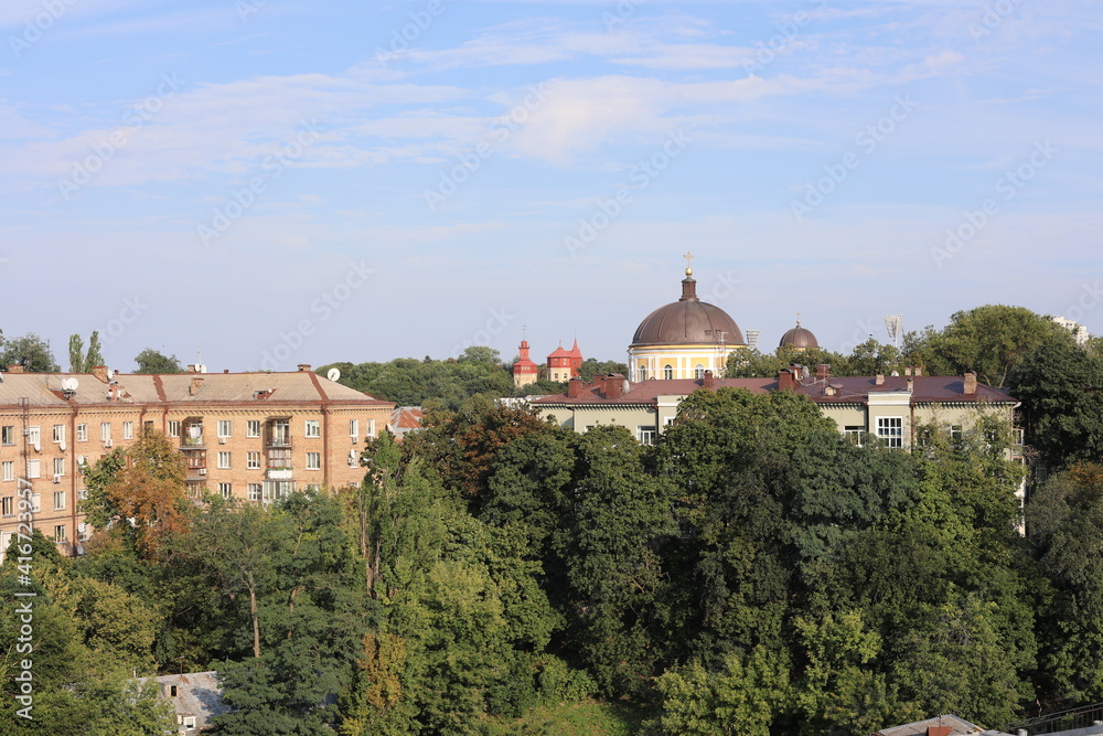 panoramic landscape with dome of the church. city old town