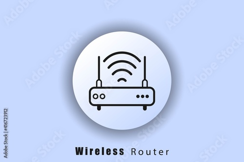 Wireless router icon or logo. Wireless router icon. White web button. Neomorphism. Vector EPS10