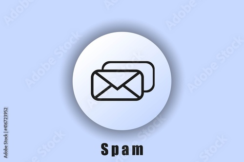 Spam icon. The envelope. Email and messaging icons. User interface icon. White web button neomorphism. vector EPS10