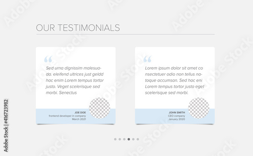 Testimonial reviews section layout template